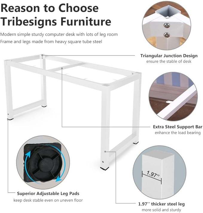 Tribesigns Computer Desk, 55 inch Large Office Desk Computer Table Study - Image 6
