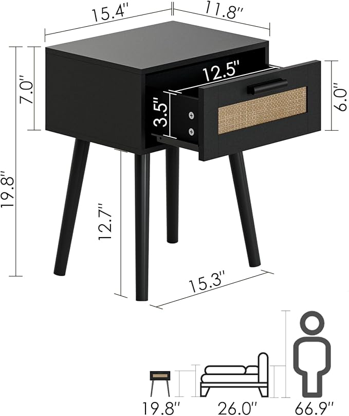 Bedroom Nightstands Wooden Night Stands - Image 2