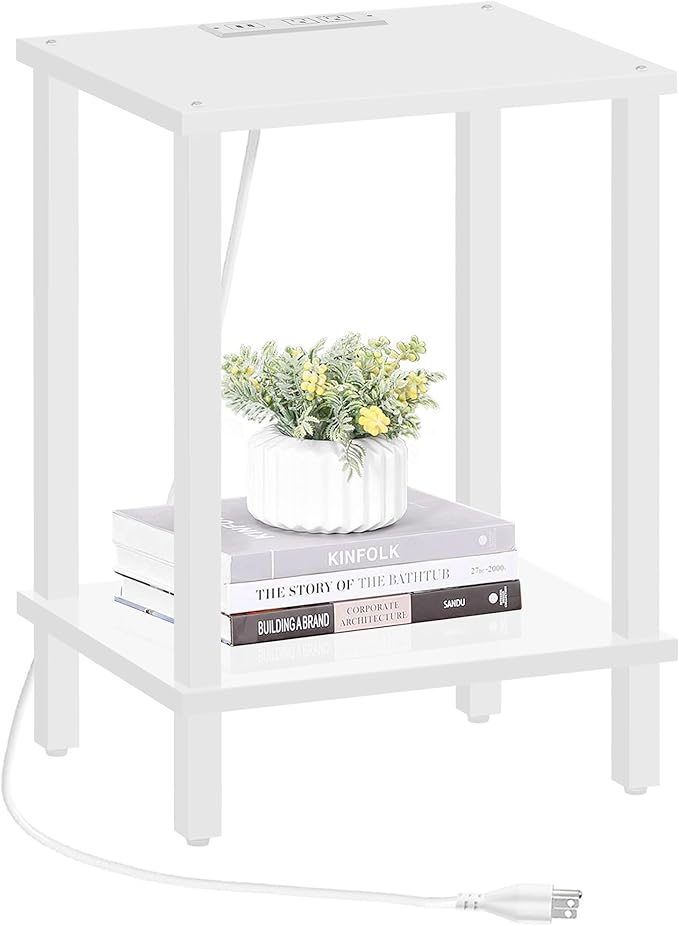 TUTOTAK End Table with Charging Station, Small Side Table with Outlets by WelcometotheTUTOTAKHome