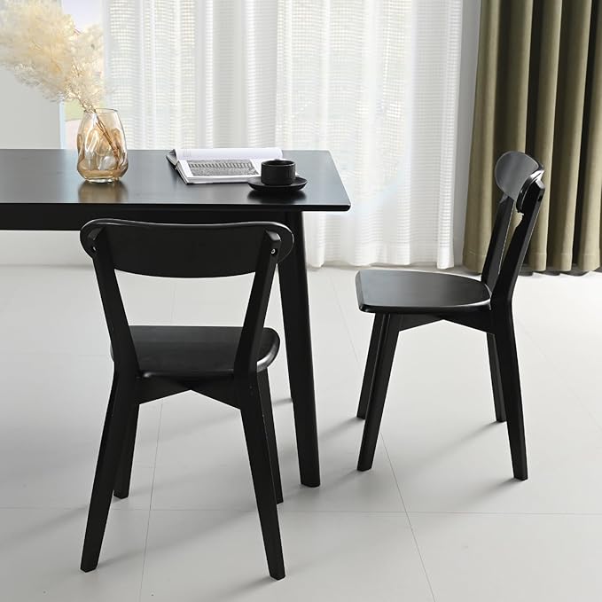 DELAVIN Soild Wood Dining Chairs Set of 2, Oak Wood Kitchen Chairs, Mid Century - Image 7