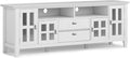 SIMPLIHOME Artisan SOLID WOOD 72 Inch Wide Contemporary TV Media Stand in White by SimpliHome