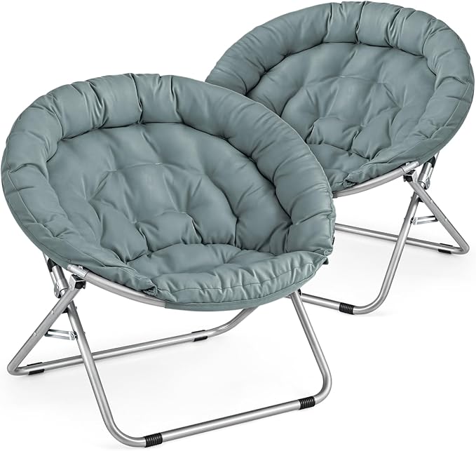 MoNiBloom Round Folding Saucer Chairs Set of 2 by Monibloom