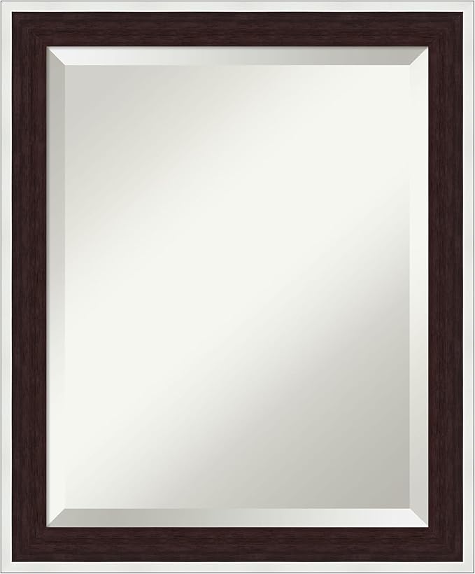 Amanti Art Wall Mirror 23x19 Maya Espresso Silver Rectangle Bathroom Mirror by AmantiArt