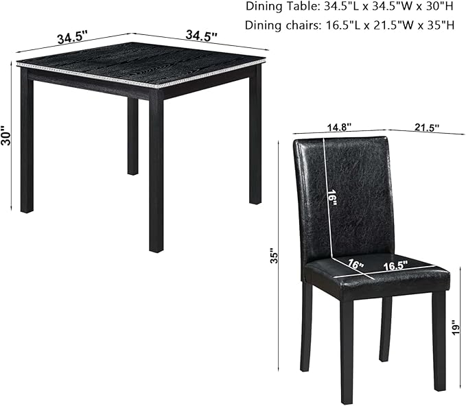 Dining Table Set for 4, 5-Piece Dining Room Table Set - Image 2