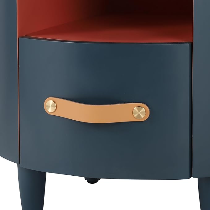 Merax Round Nightstand with Storage Drawer, MDF Contemporary Modern Bedside - Image 10