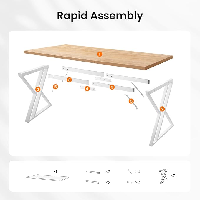 70.9Inch Office Desk, Executive Office Desk，Modern Industrial Style, Z-Shaped - Image 5