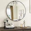 Black Round Bathroom Mirror, 20 inch Circle Wall Mounted Hanging Mirror by VooBang