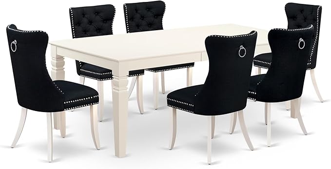 East West Furniture LGDA7-LWH-24 7 Piece Dining Set Includes a Rectangle by EastWestFurniture