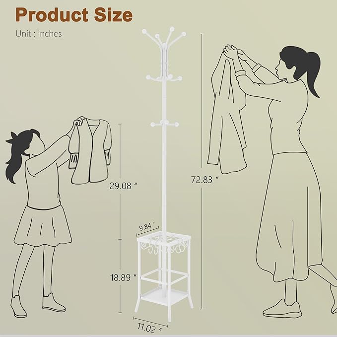 Hoctieon Coat Rack Freestanding, Coat Tree - Image 9