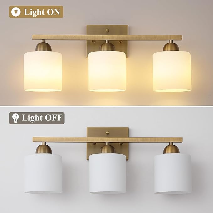 Stainless Steel Milk Glass Vanity Lights - Image 9