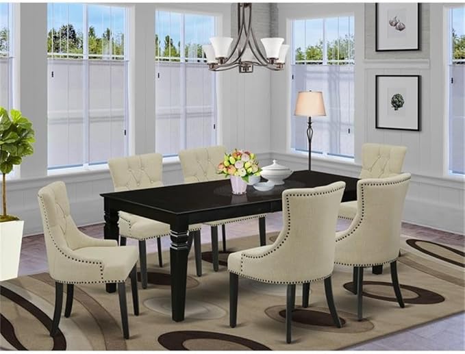 East West Furniture LGFR7-BLK-02 7 Piece Dining Set Consist of a Rectangle - Image 2