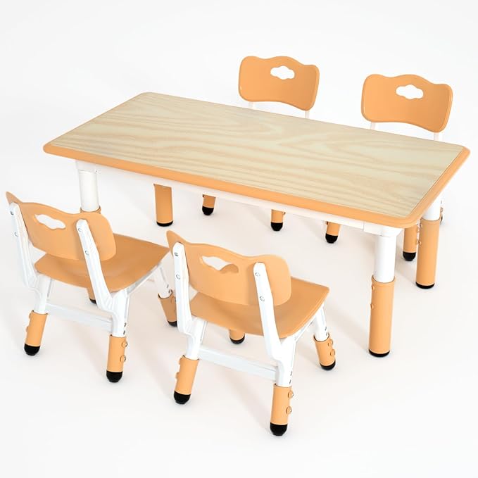 Kids Table and 4 Chairs Set，Height Adjustable Children Table & Chair，Toddlers by Unknown