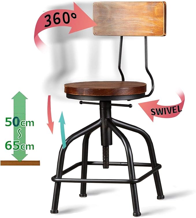 Topower Farmhouse Kitchen Stool, Industrial Counter Stool, Kitchen Deco Round - Image 7