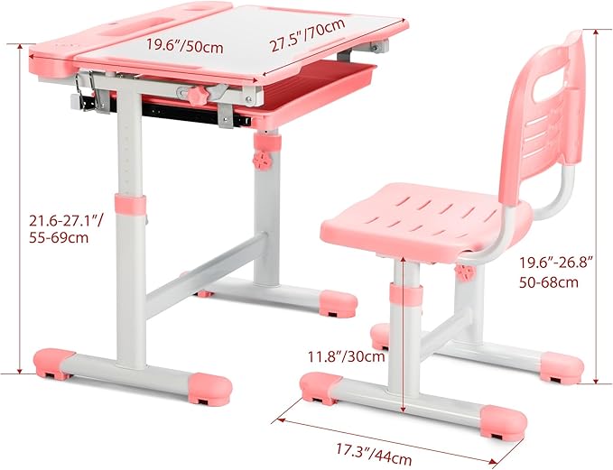 Rengue Kids Desk and Chair Set Height Adjustable Children School Study Desk and - Image 3