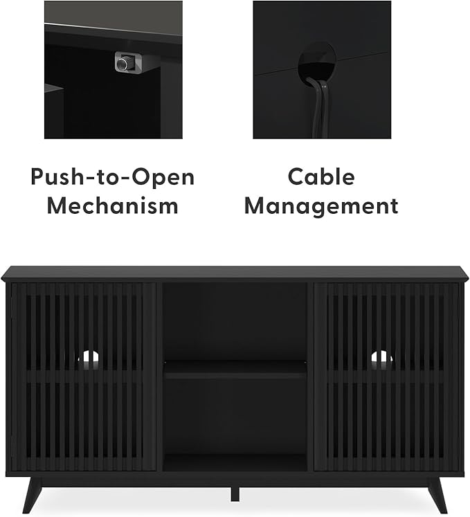 Plank+Beam Mid-Century Modern Wood TV Stand, Solid Wood Entertainment Console - Image 5
