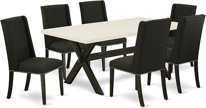 East West Furniture X627FL624-7 7 Piece Modern Dining Table Set Consist of a by EastWestFurniture