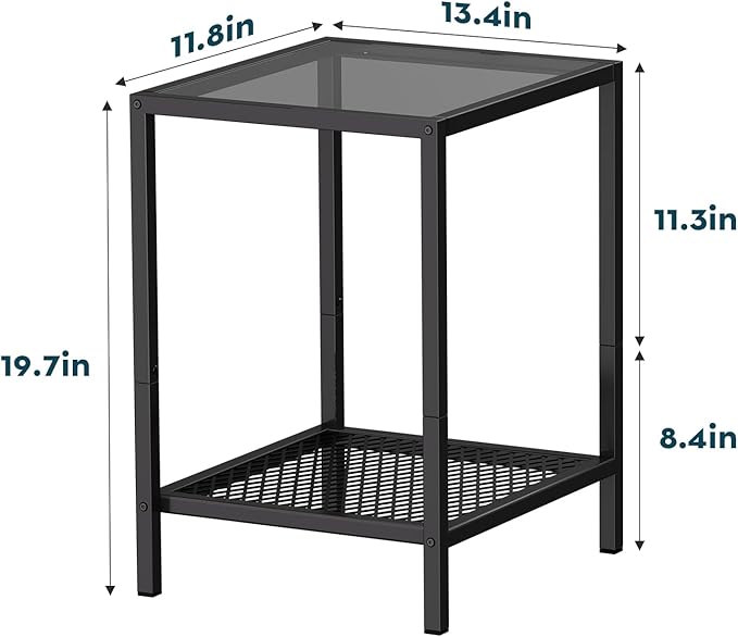 SAYGOER Small Side Table Glass End Table - Image 2