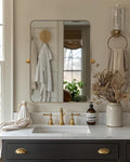 MOON MIRROR Brushed Gold Pivot Mirror, Brass Tilt Vanity Rectangle by MOONMIRROR