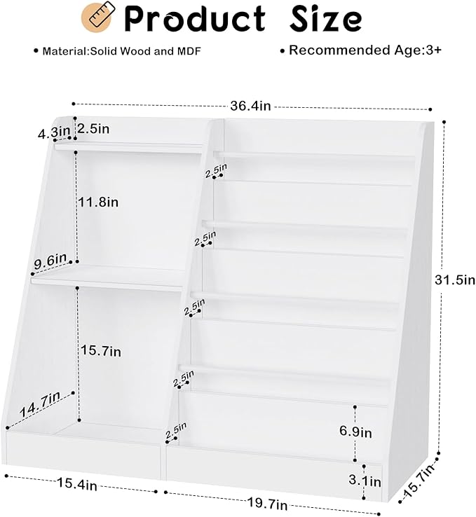 Lkeiyay Kids Bookshelf and Toy Storage, Nursery Bookshelf, Single-Sided Book - Image 3