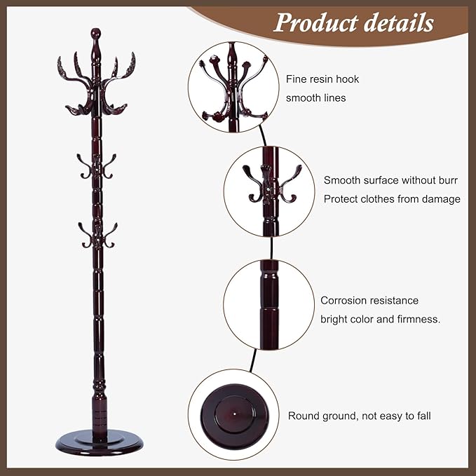 Wooden Coat Rack Freestanding, Vintage Coat Racks - Image 4