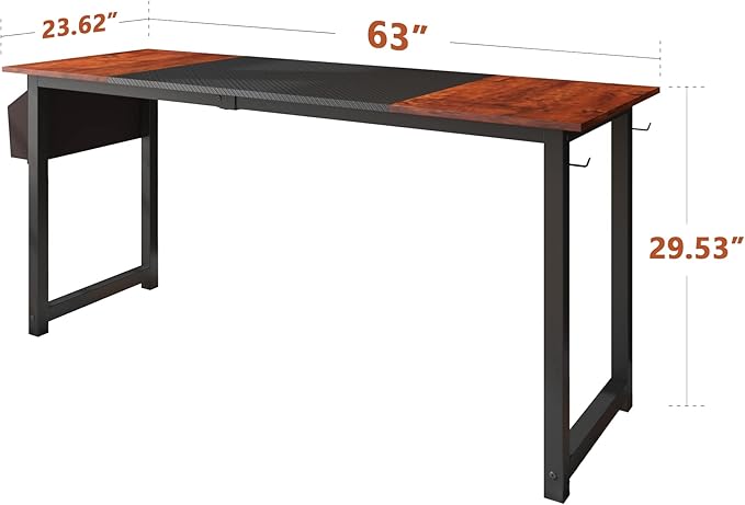 Decoholic 63 Inch Home Office Computer Two-Color Panel Desk - Image 3