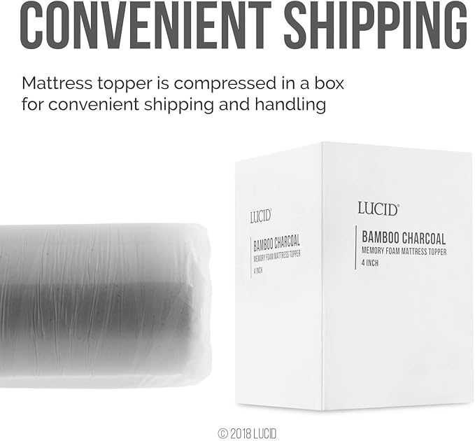 Lucid 4 Inch Bamboo Infused Memory Foam Mattress Topper - Image 6