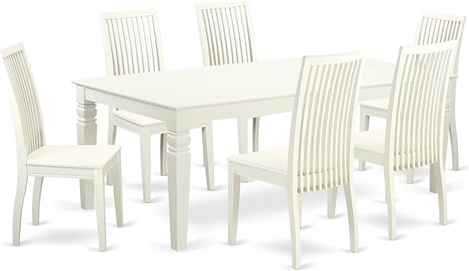East West Furniture LGIP7-LWH-W 7 Piece Dining Set Consist of a Rectangle by EastWestFurniture