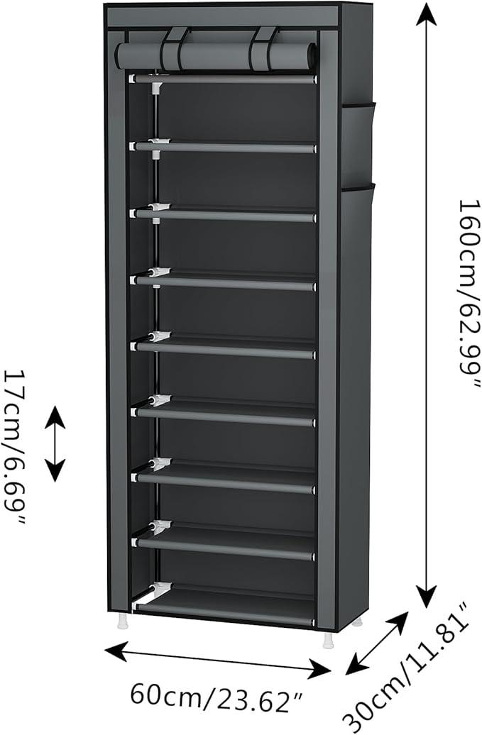 Calmootey 9 Tier Shoe Rack Organizer, Portable Shoe Shelf - Image 3