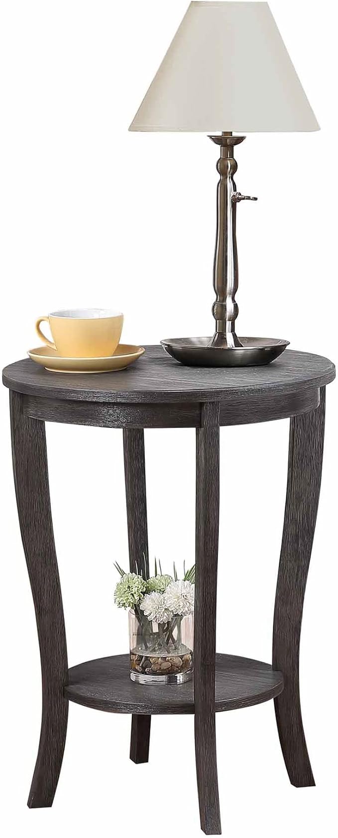 Convenience Concepts American Heritage Round End Table, Dark Gray Wirebrush - Image 6