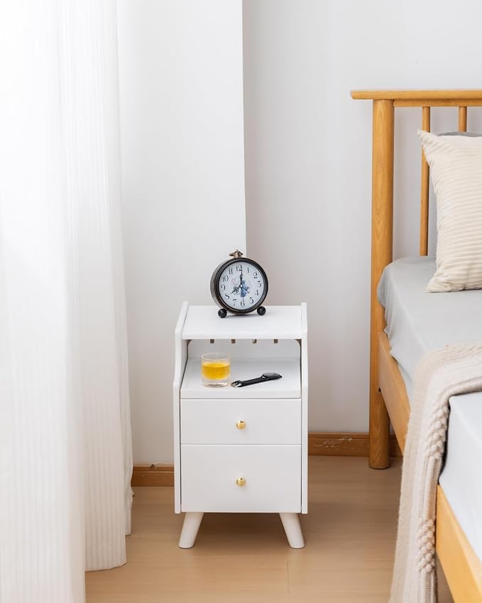 Small Nightstand, Narrow Nightstand, Solid Wood Night Stand, Narrow Side Table by SOBIBO