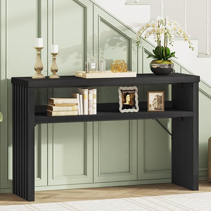 BON AUGURE Console Table with Storage, Wooden Couch Tables Behind Sofa by BONAUGURE