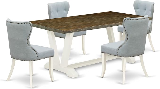 East West Furniture V077SI215-5 5 Piece Dining Set Includes a Rectangle Dining by EastWestFurniture