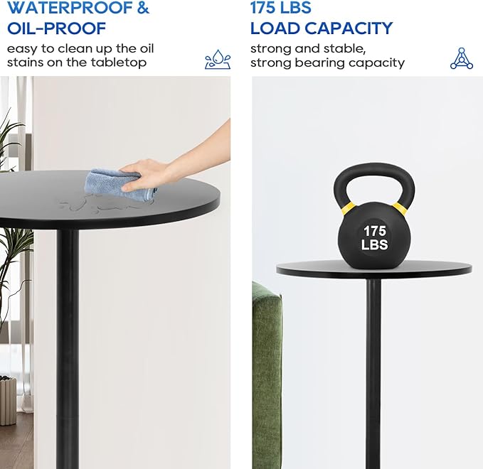 FDW Pub Table 40 Inch Height Cocktail Table Round Bistro Bar Table - Image 7