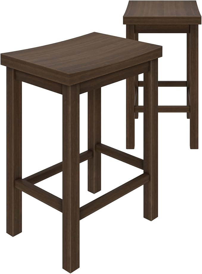 Grain & Grove Smith Collection Set of 2 Solid Wood Counter Height Bar Stools - Image 3