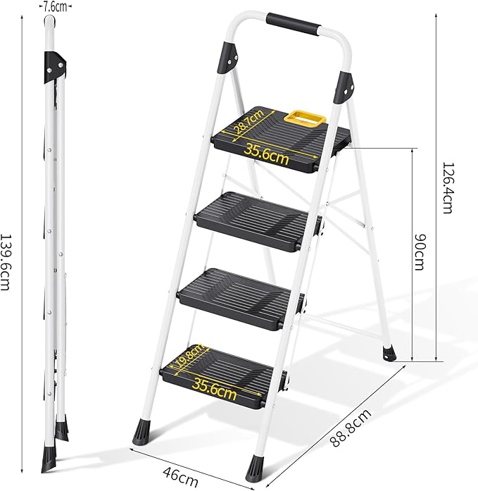 KINGRACK 4 Step Folding Ladder, 800lbs Capacity Step Stool - Image 8