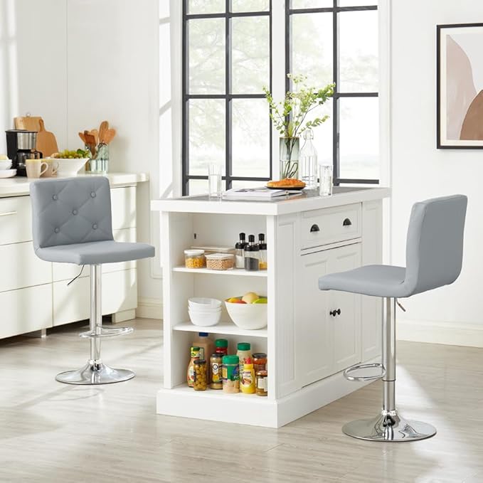 VECELO Adjustable Bar Stools Set of 2, Bar Height Stools - Image 3