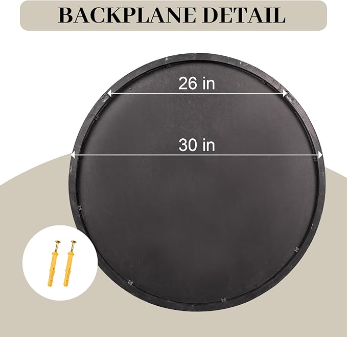 30" Round Wood Mirror, Large Round Mirror - Image 5