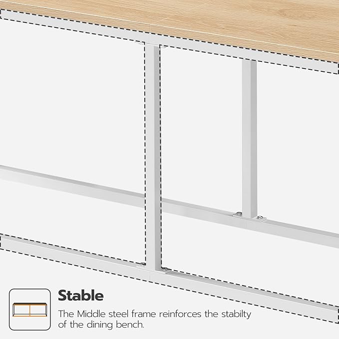 HOOBRO Dining Bench, 47.2 Inch Industrial Style Kitchen Table Bench, Steel Frame - Image 6