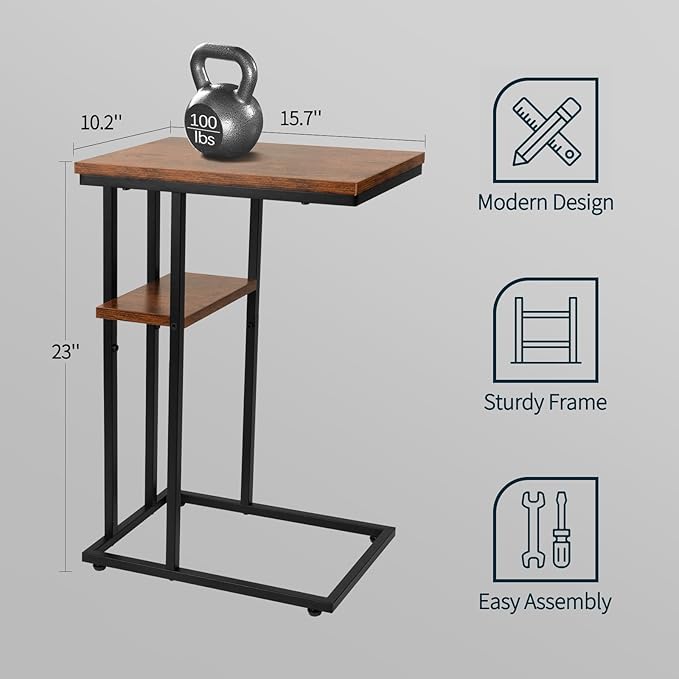 Yoobure C Table End Table Set of 2, Side Tables Living Room, C Shaped Side Table - Image 3