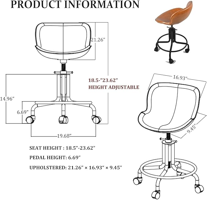 Topower Antique Industrial Design Metal Adjustable Height Kitchen Dining - Image 3