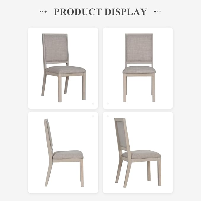 COLAMY Wood Dining Chairs Set of 6, Mid Century Modern Upholstered Kitchen - Image 8