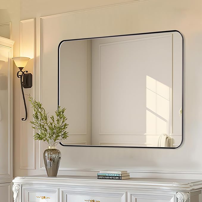 Black Mirrors for Bathroom, Modern Metal Frame Bathroom Vanity Mirror for Home by Mirrorartmirror
