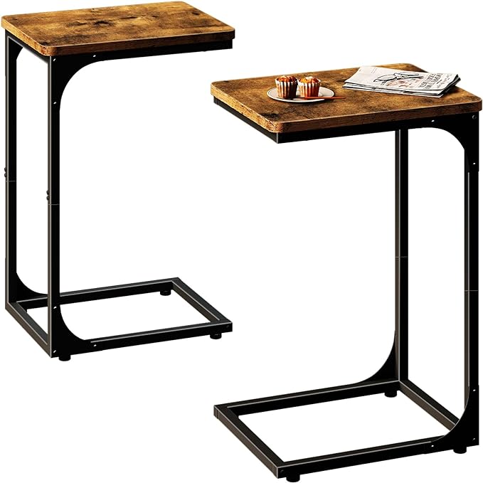 QEEIG C Table Side Table Set of 2 Living Room Sets C Shaped Couch Tray End by QEEIG