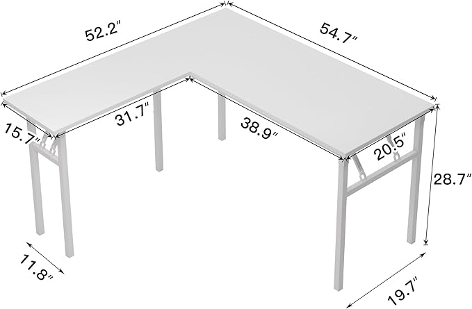 DlandHome Reversible L-Shaped Desk Large Corner Desk Folding Table Computer - Image 3