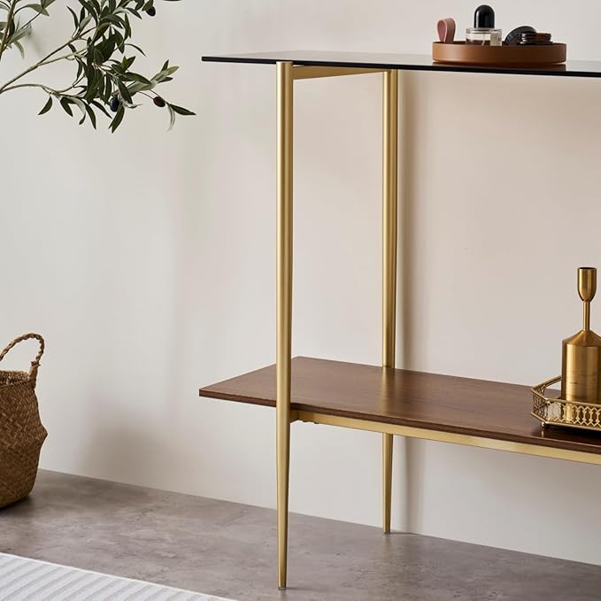 Glass Console Table for Living Room, Foyer & Entrance, 2-Tiers Mid-Century - Image 8