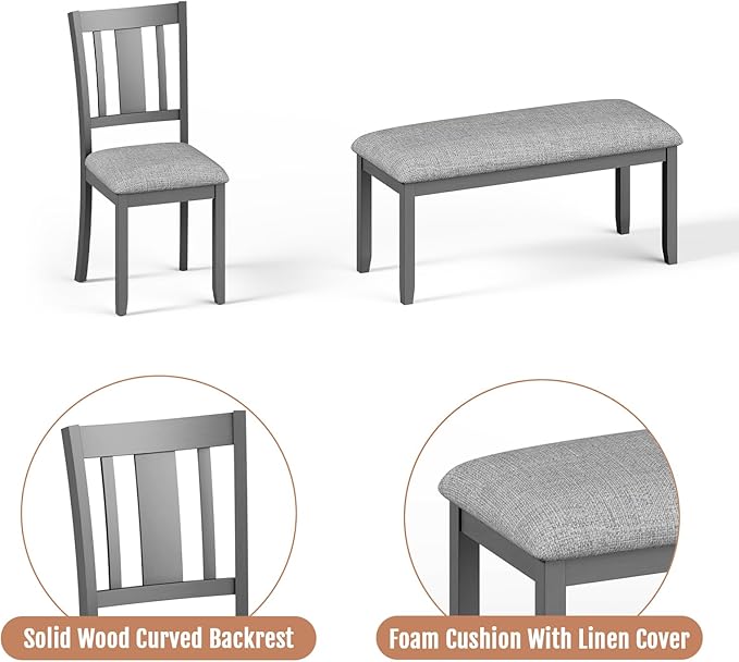 6-Piece Wooden Dining Table Set, Dining Table Set - Image 5