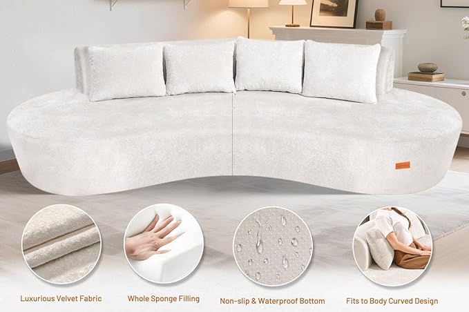 Homguava 104'' Modular Sectional Sofa, Curved Modern Sofa - Image 4