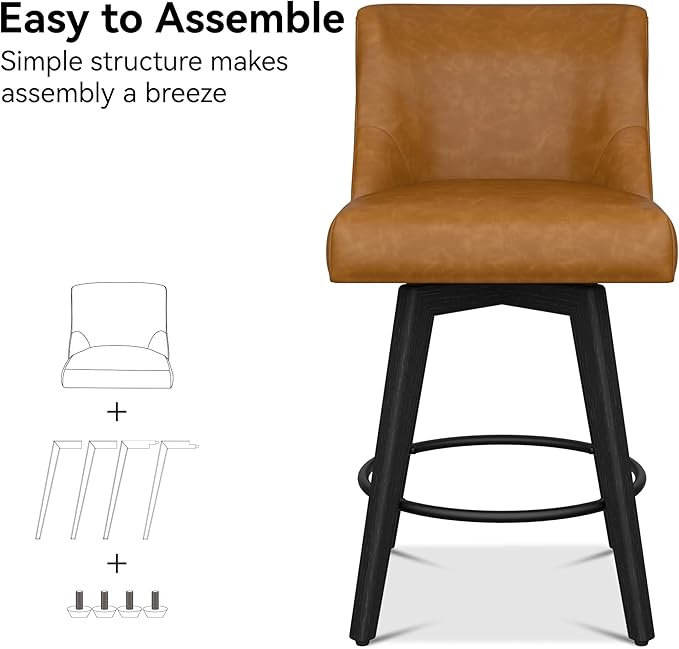 Counter Height Bar Stools Set of 3, Modern Swivel Barstools - Image 4
