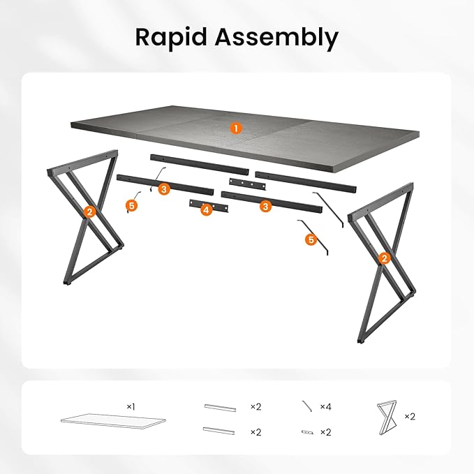 70.9Inch Office Desk, Executive Office Desk，Modern Industrial Style, Z-Shaped - Image 5
