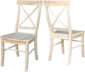 Set of Two X-Back Dining Chairs, Unfinished by InternationalConcepts
